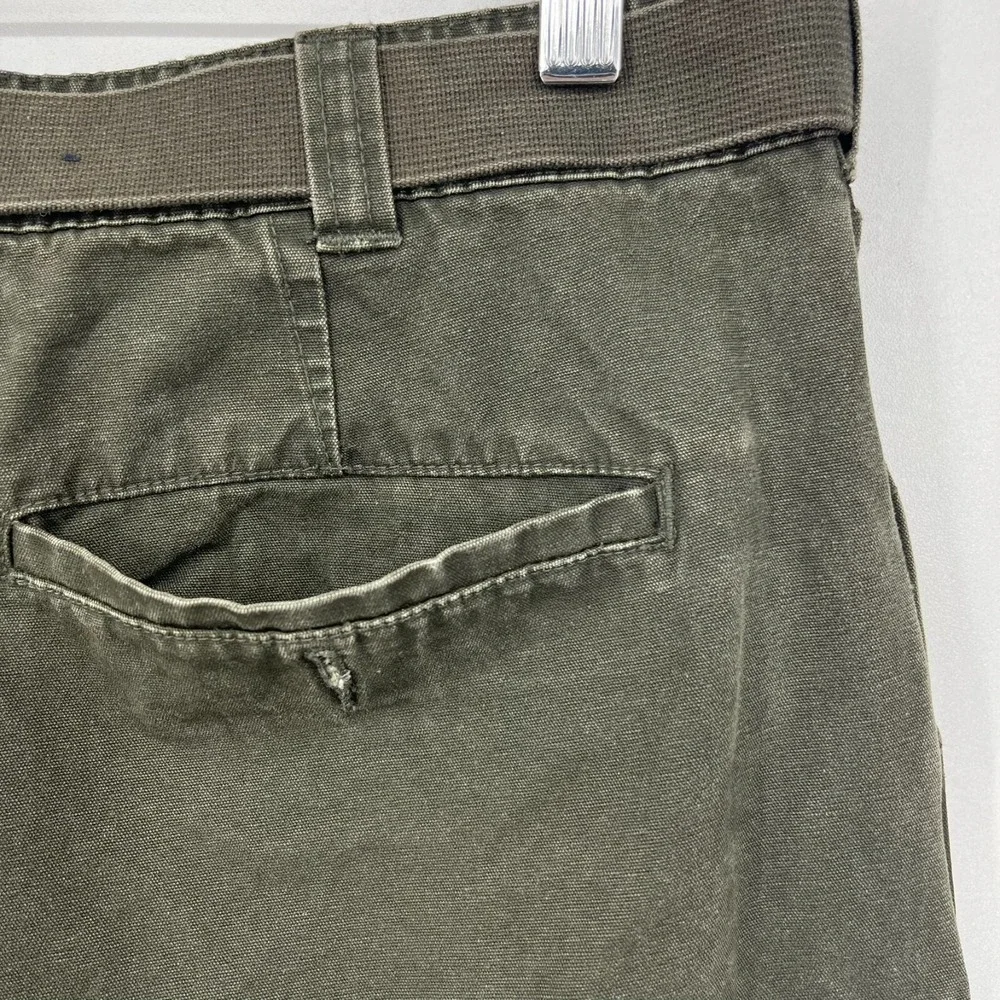 Nautica Cargo Pants Men's Size‎ 32 Olive Green Belted Cotton Pockets Vtg 90s